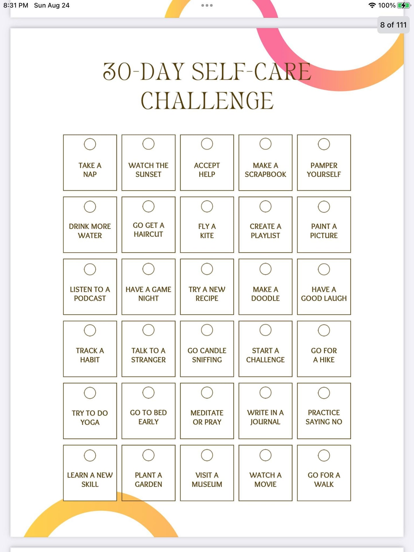 Thrive: A Self-Care Planner