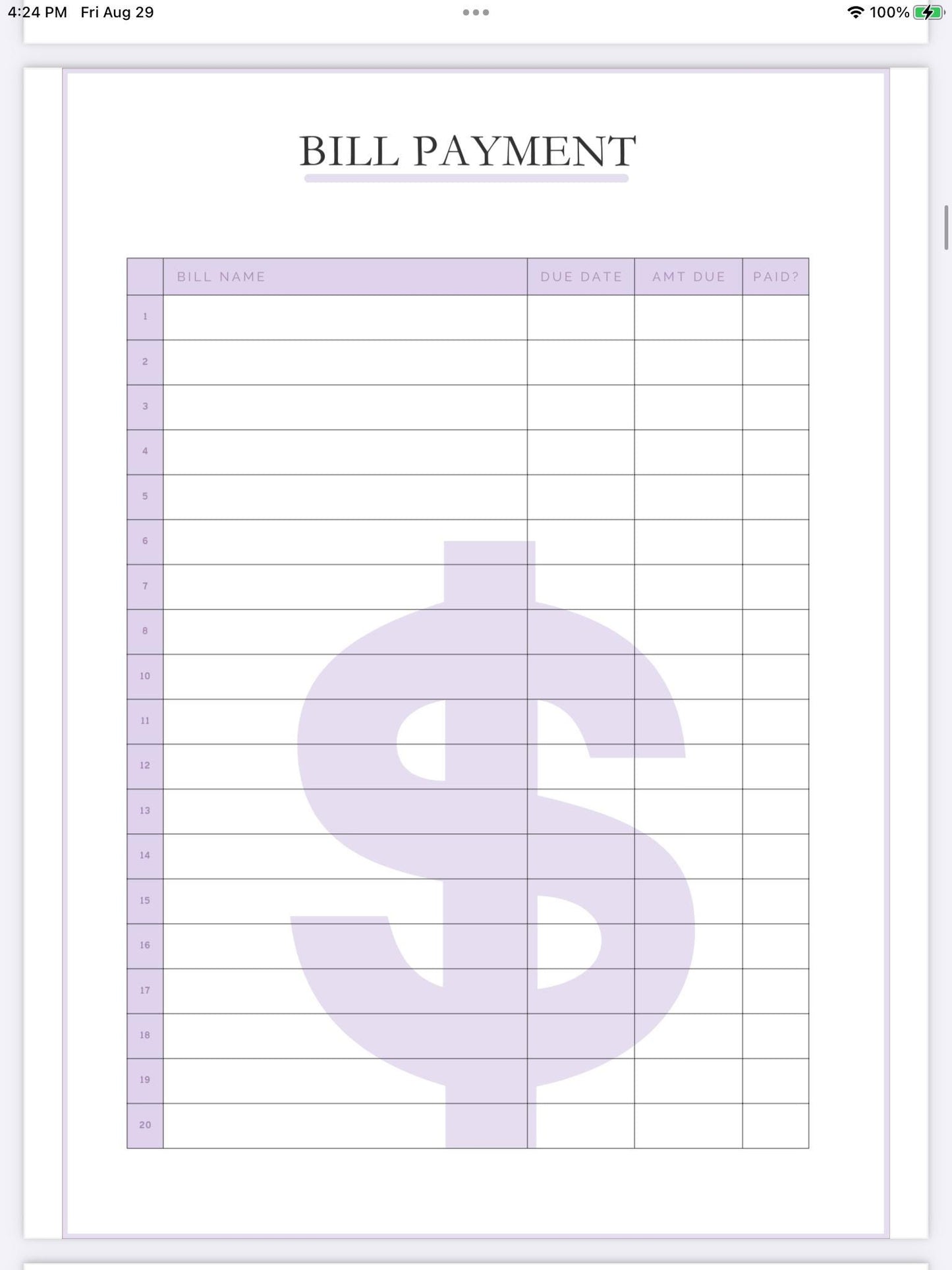 Lilac Haze Weekly Planner