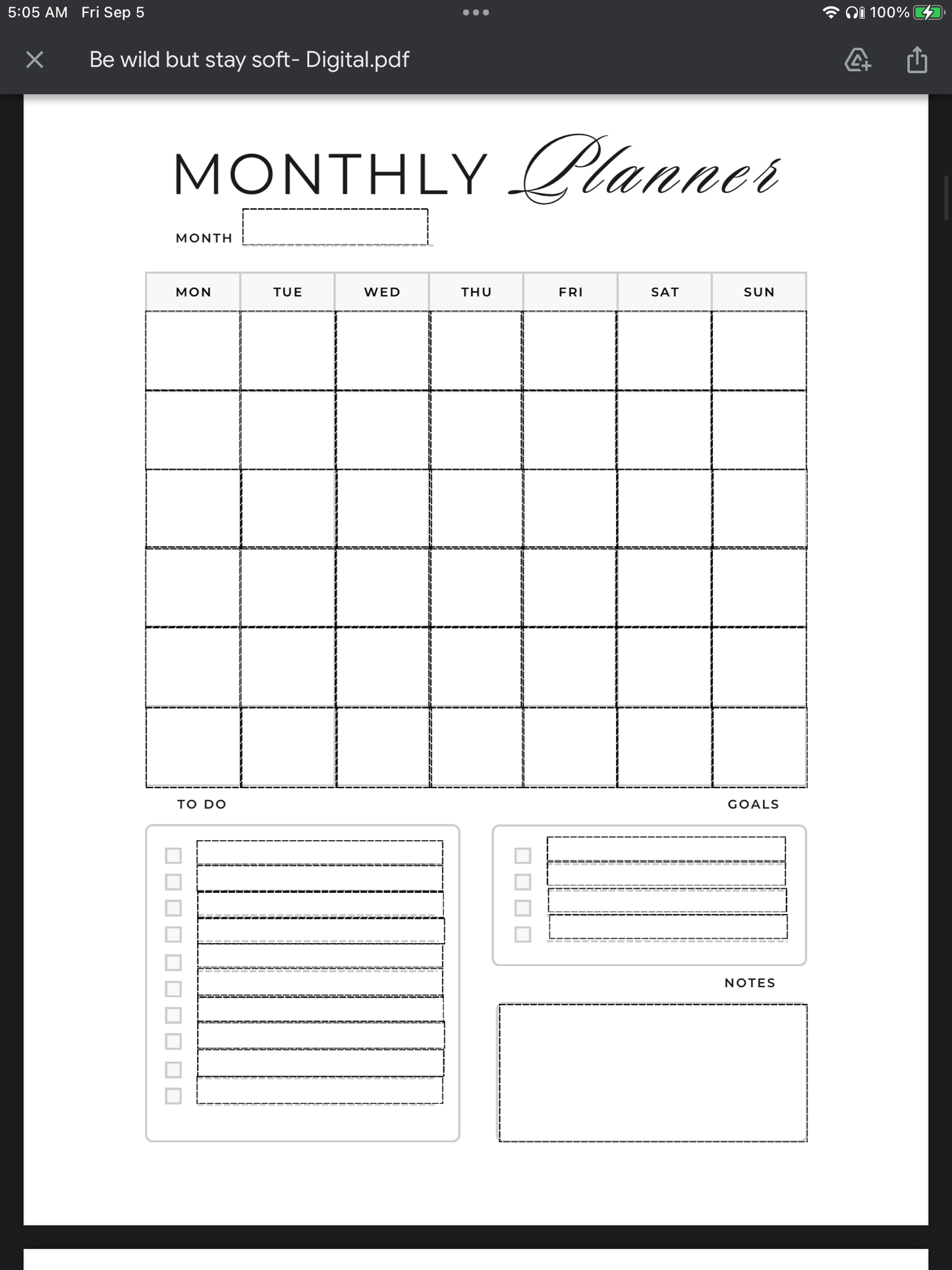 Be Wild But Stay Soft Digital Planner