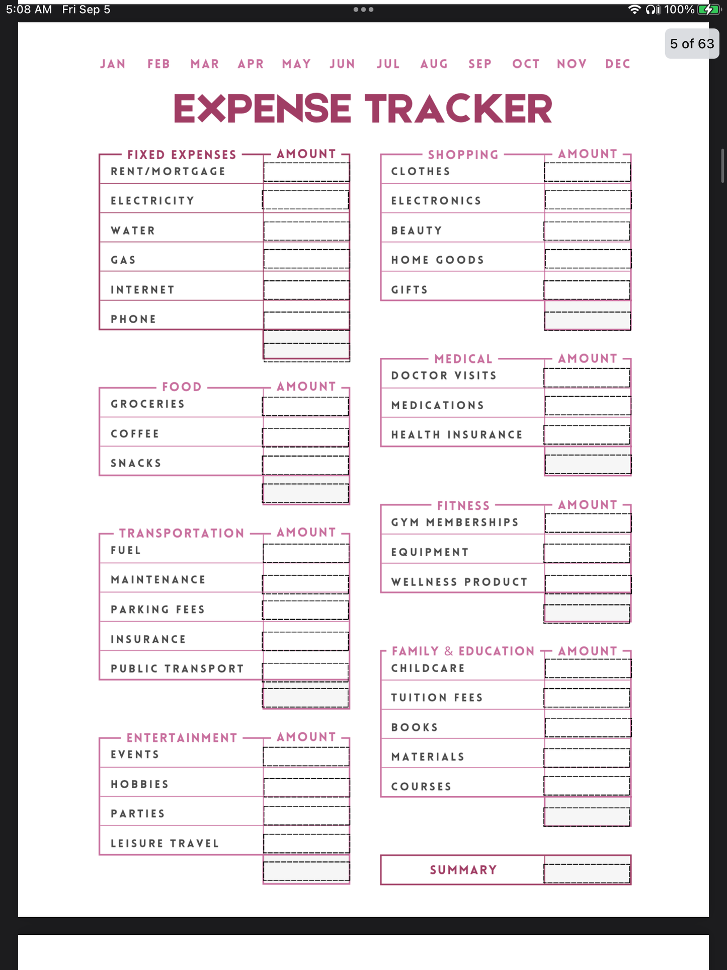 One Month at a Time – Digital Monthly Planner