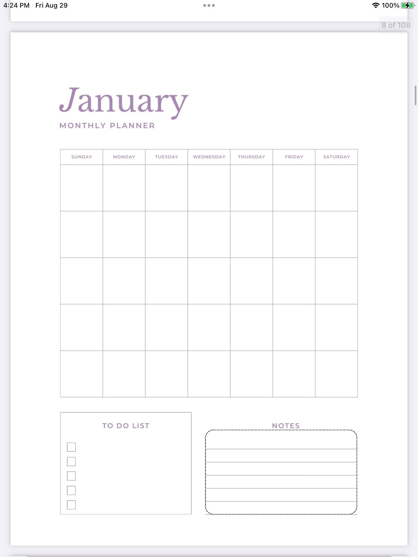 Lilac Haze Weekly Planner