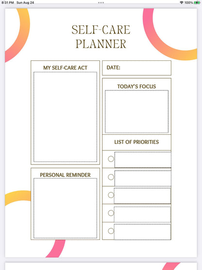 Thrive: A Self-Care Planner