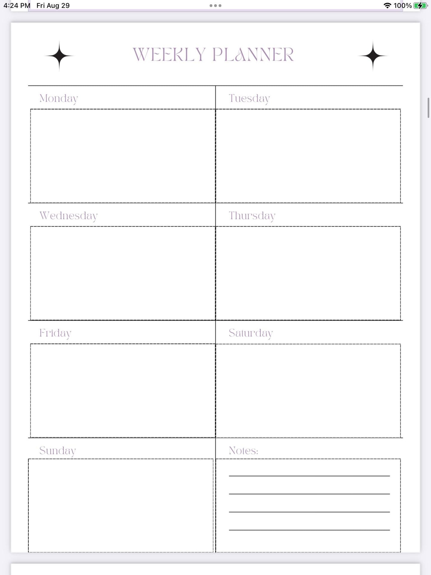 Lilac Haze Weekly Planner