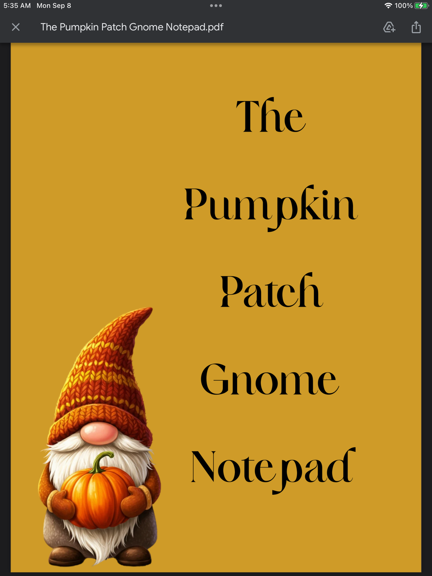 Pumpkin Patch Gnome Notepad – Cute Fall Gnome Stationery for Notes & Lists