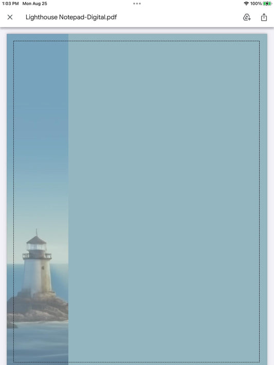 Lighthouse Notepad: Coastal-Themed Digital or Printable Stationery