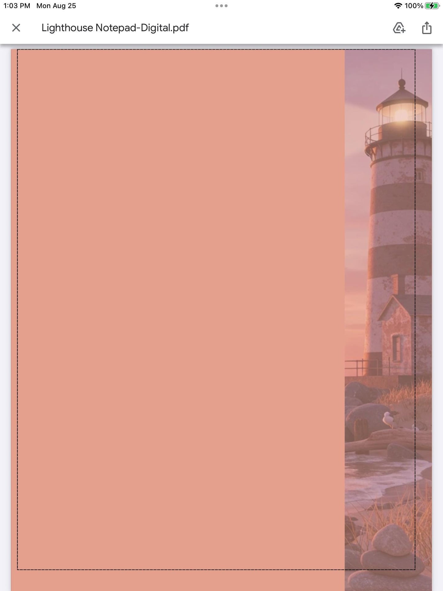 Lighthouse Notepad: Coastal-Themed Digital or Printable Stationery